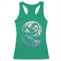 Astronaut Drinking Coffee On The Moon Graphic Racerback Tank Top Vintage Sci Fi Earth Horizon Space Explorer