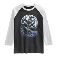 Astronaut Drinking Coffee On The Moon Graphic Raglan Shirt Vintage Sci Fi Earth Horizon Space Explorer