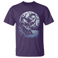 Astronaut Drinking Coffee On The Moon Graphic T Shirt Vintage Sci Fi Earth Horizon Space Explorer