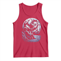 Astronaut Drinking Coffee On The Moon Graphic Tank Top Vintage Sci Fi Earth Horizon Space Explorer