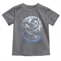 Astronaut Drinking Coffee On The Moon Graphic Toddler T Shirt Vintage Sci Fi Earth Horizon Space Explorer