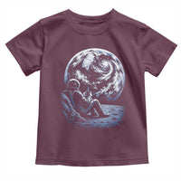 Astronaut Drinking Coffee On The Moon Graphic Toddler T Shirt Vintage Sci Fi Earth Horizon Space Explorer