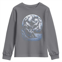 Astronaut Drinking Coffee On The Moon Graphic Youth Sweatshirt Vintage Sci Fi Earth Horizon Space Explorer