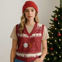 Greenland Total Solar Eclipse 2026 Totality V-Neck Knit Sweater Vest Travel Souvenir Astronomy Geek Gift