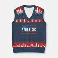 Free DC Patriotic V-Neck Knit Sweater Vest Defend Washington D.C. Statehood American Flag - Wonder Print Shop