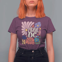 Free DC Subtle Groovy Floral T Shirt For Women Washington D.C. Rights Retro Hippie Style - Wonder Print Shop