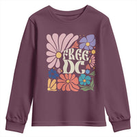 Free DC Subtle Groovy Floral Youth Sweatshirt Washington D.C. Rights Retro Hippie Style - Wonder Print Shop