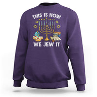 Funny Hanukkah Sweatshirt This How We Jew It Jewish Menorah Chanukah - Wonder Print Shop