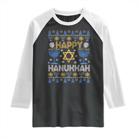 Happy Hanukkah Raglan Shirt Jewish Festival of Lights Hanukkiah Menorah Ugly Chanukah