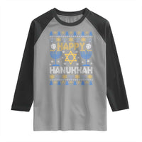 Happy Hanukkah Raglan Shirt Jewish Festival of Lights Hanukkiah Menorah Ugly Chanukah