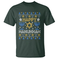 Happy Hanukkah T Shirt Jewish Festival of Lights Hanukkiah Menorah Ugly Chanukah - Wonder Print Shop