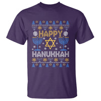 Happy Hanukkah T Shirt Jewish Festival of Lights Hanukkiah Menorah Ugly Chanukah - Wonder Print Shop
