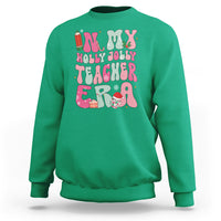 In My Holly Jolly Teacher Era Xmas Groovy Christmas Sweatshirt - Wonder Print Shop