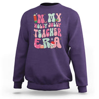 In My Holly Jolly Teacher Era Xmas Groovy Christmas Sweatshirt - Wonder Print Shop