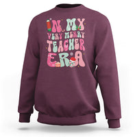 In My Very Merry Teacher Era Xmas Groovy Christmas Sweatshirt - Wonder Print Shop