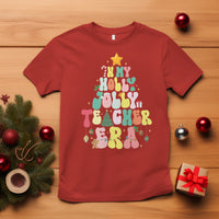 In My Holly Jolly Teacher Era Xmas Groovy Christmas Tree T Shirt - Wonder Print Shop