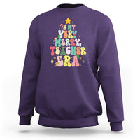In My Very Merry Teacher Era Xmas Groovy Christmas Tree Sweatshirt - Wonder Print Shop