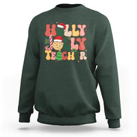 Groovy Holly Jolly Teacher Christmas Retro Xmas Sweatshirt - Wonder Print Shop