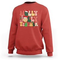 Groovy Holly Jolly Teacher Christmas Retro Xmas Sweatshirt - Wonder Print Shop