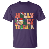 Groovy Holly Jolly Teacher Christmas Retro Xmas T Shirt - Wonder Print Shop