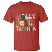 Groovy Holly Jolly Teacher Christmas Retro Xmas T Shirt - Wonder Print Shop