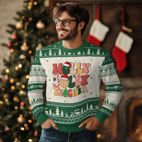 Groovy Holly Jolly Teacher Christmas Retro Xmas Ugly Christmas Sweater - Wonder Print Shop