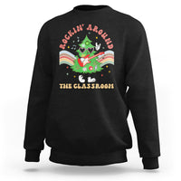 Teacher Christmas Sweatshirt Rockin' Around The Classroom Groovy Xmas Tree - Wonder Print Shop