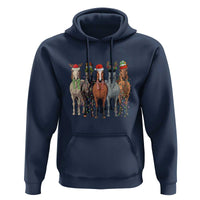 Funny Christmas Horse Hoodie Xmas Light Reindeer Horses Crew with Santa Hat