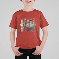Funny Christmas Horse T Shirt For Kid Xmas Light Reindeer Horses Crew with Santa Hat - Wonder Print Shop