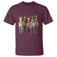 Funny Christmas Horse T Shirt Xmas Light Reindeer Horses Crew with Santa Hat - Wonder Print Shop