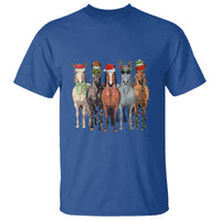 Funny Christmas Horse T Shirt Xmas Light Reindeer Horses Crew with Santa Hat - Wonder Print Shop