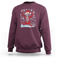 Dancing Skeleton Christmas Sweatshirt Snowy Xmas Night Santa - Wonder Print Shop
