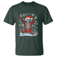Dancing Skeleton Christmas T Shirt Snowy Xmas Night Santa - Wonder Print Shop