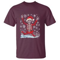 Dancing Skeleton Christmas T Shirt Snowy Xmas Night Santa - Wonder Print Shop