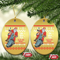Biker Santa Claus Christmas Ornament Christmas Motorcycle Oh What Fun It Is To Ride Ugly Sweater - Wonder Print Shop