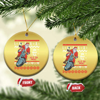 Biker Santa Claus Christmas Ornament Christmas Motorcycle Oh What Fun It Is To Ride Ugly Sweater - Wonder Print Shop