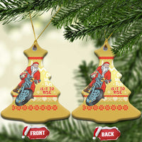 Biker Santa Claus Christmas Ornament Christmas Motorcycle Oh What Fun It Is To Ride Ugly Sweater - Wonder Print Shop
