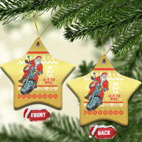 Biker Santa Claus Christmas Ornament Christmas Motorcycle Oh What Fun It Is To Ride Ugly Sweater - Wonder Print Shop
