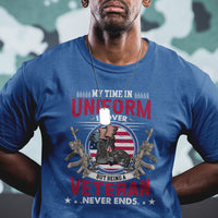 My Time In Uniform Is Over But Being A Veteran Never Ends US Veteran Pride Dog Tag T Shirt - Wonder Print Shop
