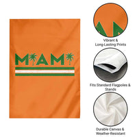 Retro Miami Palm Tree Garden Flag Vintage South Florida Pride Distressed Orange and Green