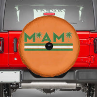Retro Miami Palm Tree Spare Tire Cover Vintage South Florida Pride Distressed Orange and Green