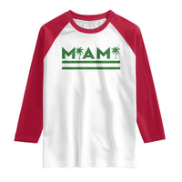 Retro Miami Palm Tree Raglan Shirt Vintage South Florida Pride Distressed Orange and Green