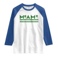 Retro Miami Palm Tree Raglan Shirt Vintage South Florida Pride Distressed Orange and Green