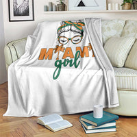 Miami Girl Messy Bun Bandana Throw Blanket South Florida Pride Palm Trees