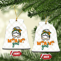 Miami Girl Messy Bun Bandana Ceramic Ornament South Florida Pride Palm Trees