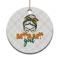Miami Girl Messy Bun Bandana Ceramic Ornament South Florida Pride Palm Trees