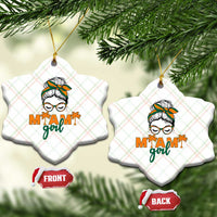 Miami Girl Messy Bun Bandana Ceramic Ornament South Florida Pride Palm Trees