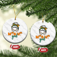 Miami Girl Messy Bun Bandana Ceramic Ornament South Florida Pride Palm Trees
