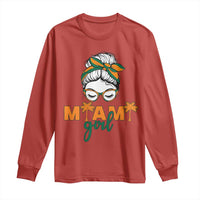 Miami Girl Messy Bun Bandana Long Sleeve Shirt South Florida Pride Palm Trees