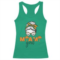Miami Girl Messy Bun Bandana Racerback Tank Top South Florida Pride Palm Trees